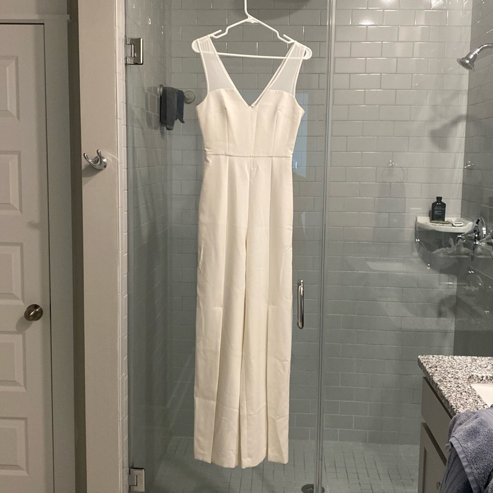 BCBG Maxazria sleeveless front slit wide leg jumpsuit